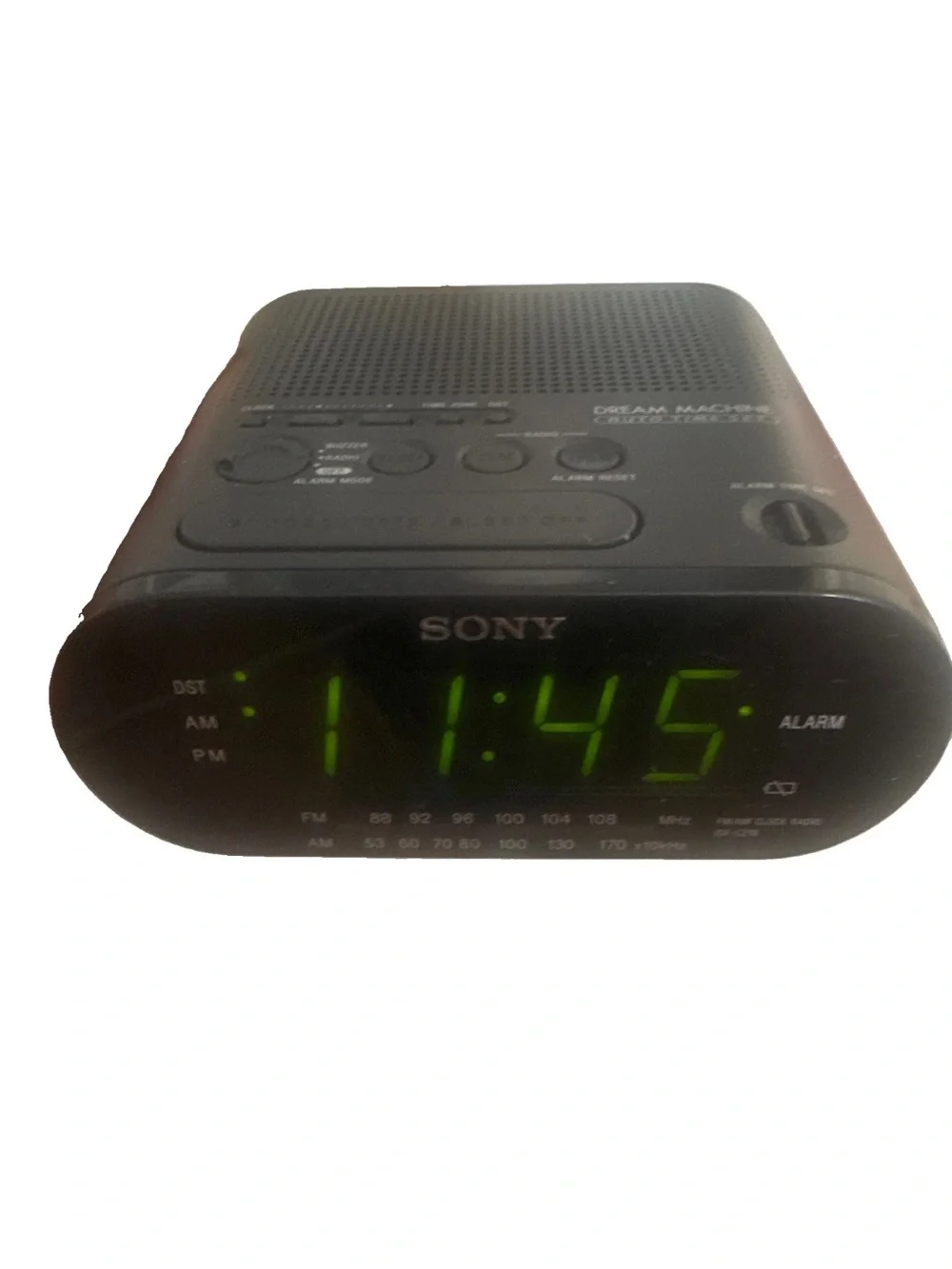 Sony Black Clock Radio with Green LED Display
